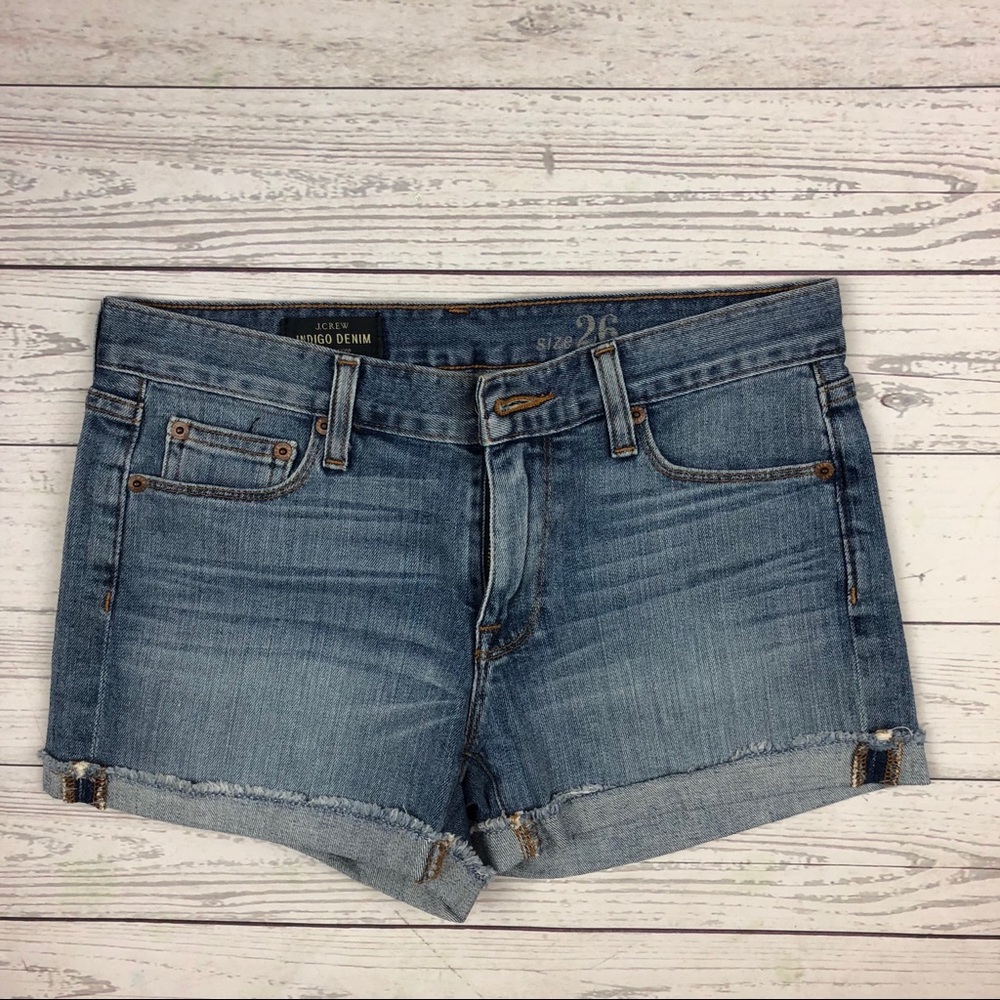 J.Crew Indigo Denim Cuffed Jean Shorts Medium Wash